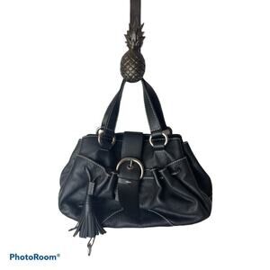 Andrea Mabiani Black Leather Satchel Bag Top Handles